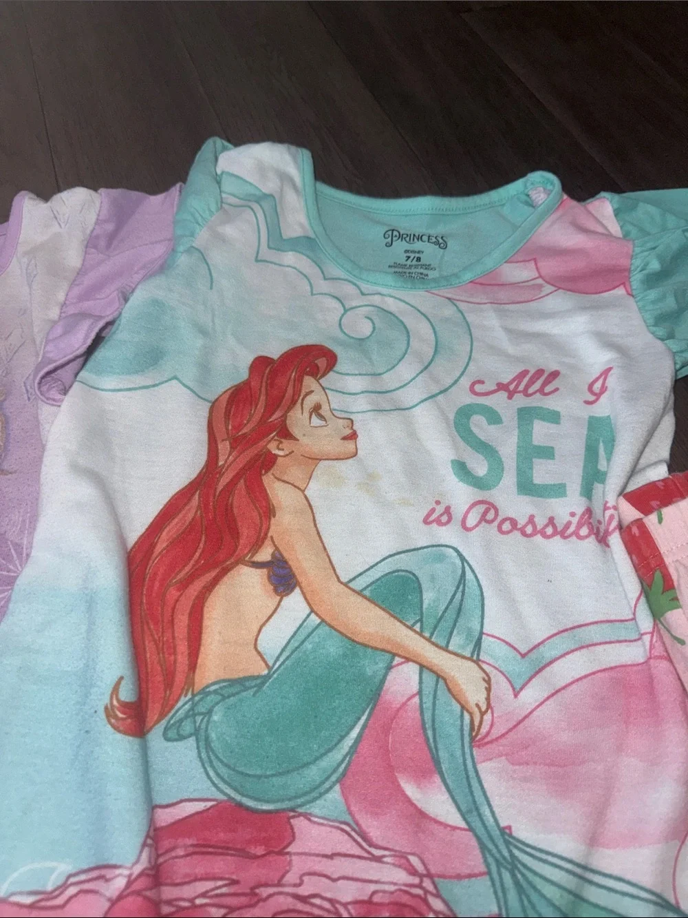 Bundle of girls Disney Princess, trolls pajama dresses and Carter’s pants, short